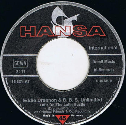 Eddie Drennon & The B.B.S. Unlimited - Let's Do The Latin Hustle Vinyl Singles Vinyl Very Good (VG) <br> Hoes Generic
