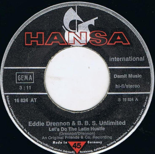 Eddie Drennon & The B.B.S. Unlimited - Let's Do The Latin Hustle Vinyl Singles Vinyl Very Good (VG) <br> Hoes Generic