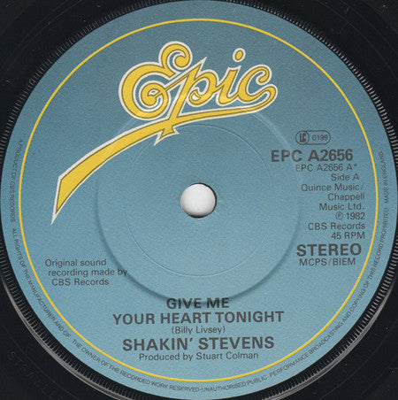 Shakin' Stevens - Give Me Your Heart Tonight 39292 Vinyl Singles Hoes: Generic