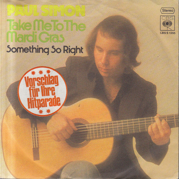 Paul Simon - Take Me To The Mardi Gras Vinyl Singles Vinyl Very Good (VG) <br> Hoes Good Plus (G+)