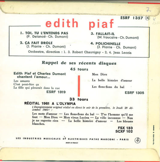 Edith Piaf - Toi, Tu L'Entends Pas 39930