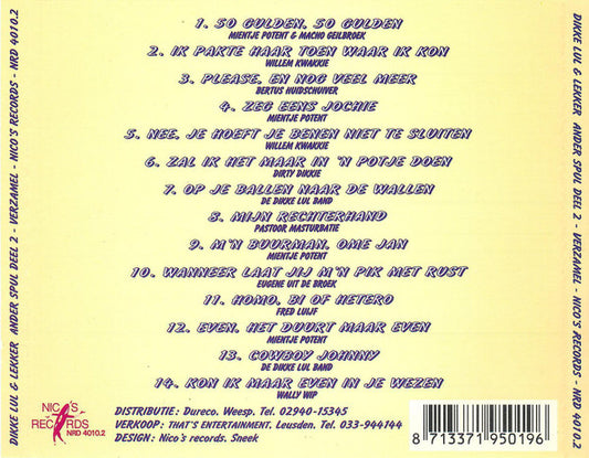 Various - Dikke Lul & Lekker Ander Spul - Deel 2 (CD) Compact Disc Goede Staat "VINYLSINGLES.NL"