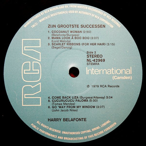 Harry Belafonte - Zijn Grootste Successen (LP) 51215 Vinyl LP Goede Staat