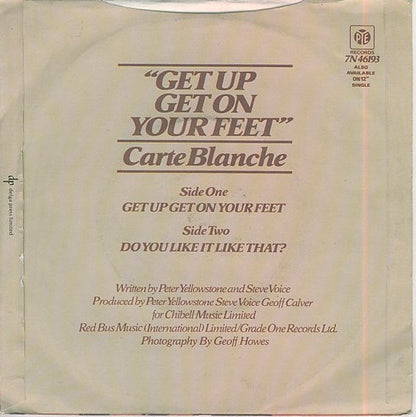 Carte Blanche - Get Up Get On Your Feet 36429 Vinyl Singles Hoes: Sticker