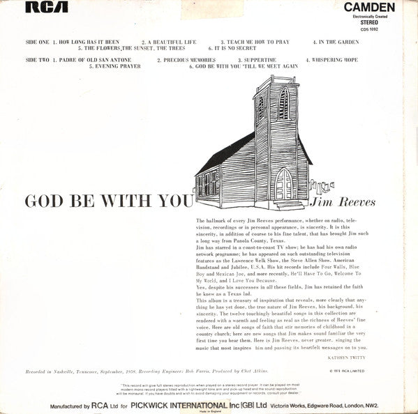 Jim Reeves - God Be With You (LP) Vinyl LP Goede Staat