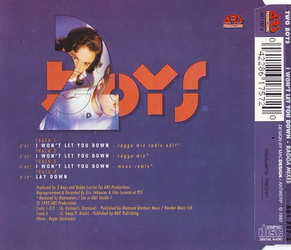 Two Boys - I Won't Let You Down (Ragga Mixes) (CD) Compact Disc Single Goede Staat