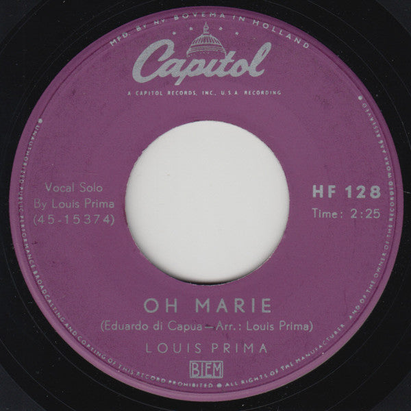 Louis Prima - Oh Marie Vinyl Singles Vinyl Very Good (VG) <br> Hoes Generic