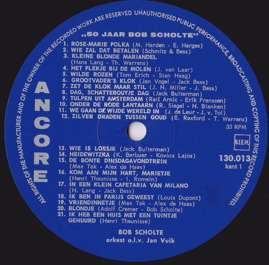Bob Scholte - 50 Jaar Bob Scholte Jubileum (LP) Vinyl LP Vinyl Zeer Goed / Hoesje Goed "VINYLSINGLES.NL"
