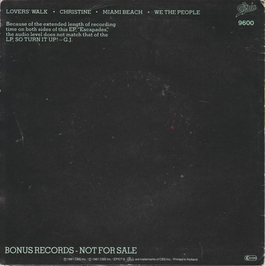 Garland Jeffreys - Escapades Vinyl Singles Vinyl Zeer Goed / Hoesje Goed "VINYLSINGLES.NL"