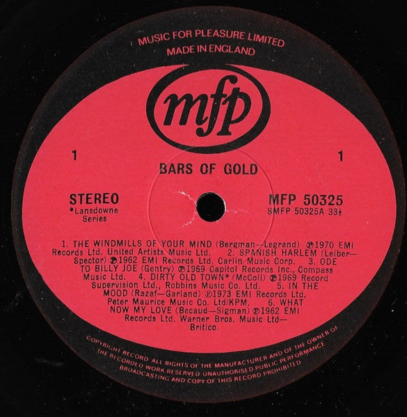 Various - Bars Of Gold (LP) Vinyl LP Dubbel Vinyl Very Good (VG) <br> Hoes Good Plus (G+)