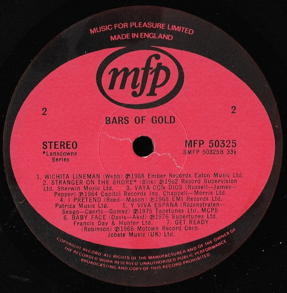 Various - Bars Of Gold (LP) Vinyl LP Dubbel Vinyl Very Good (VG) <br> Hoes Good Plus (G+)