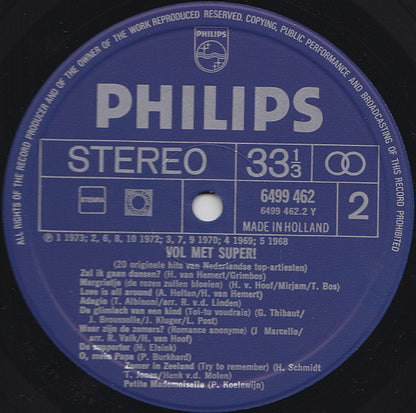 Various - Vol Met Super! (20 Originele Hits Van Nederlandse Topartiesten) - Deel 1 (LP) 90054 Vinyl LP