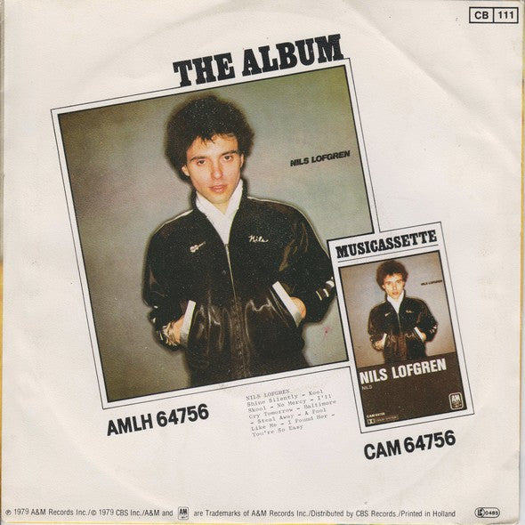 Nils Lofgren - No Mercy Vinyl Singles Vinyl Very Good (VG) <br> Hoes Good Plus (G+)