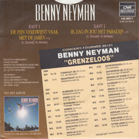 Benny Neyman - De Pijn Verdwijnt Met De Jaren Vinyl Singles Vinyl Zeer Goed / Hoesje Goed "VINYLSINGLES.NL"