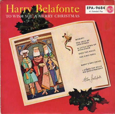 Harry Belafonte - To Wish You A Merry Christmas Vinyl Singles EP Vinyl Very Good (VG) <br> Hoes Good Plus (G+)