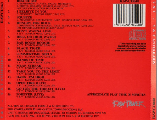 Y & T - Y & T Anthology (CD) Compact Disc Goede Staat