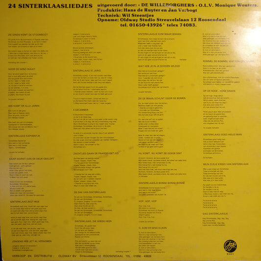 Willeborghers - 24 Sinterklaasliedjes (LP) Vinyl LP Vinyl Zeer Goed / Hoesje Goed "VINYLSINGLES.NL"