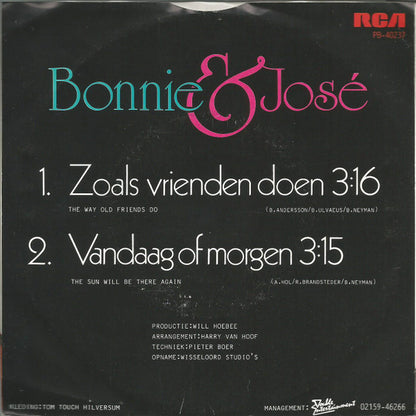 Bonnie St. Claire & José - Zoals Vrienden Doen Vinyl Singles Vinyl Very Good (VG) <br> Hoes Good Plus (G+)