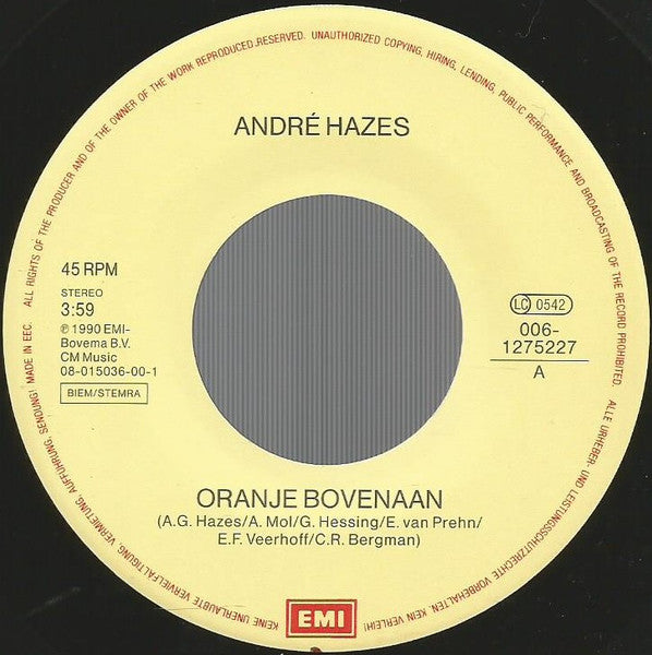 André Hazes - Oranje Bovenaan 33751 34946 Vinyl Singles VINYLSINGLES.NL