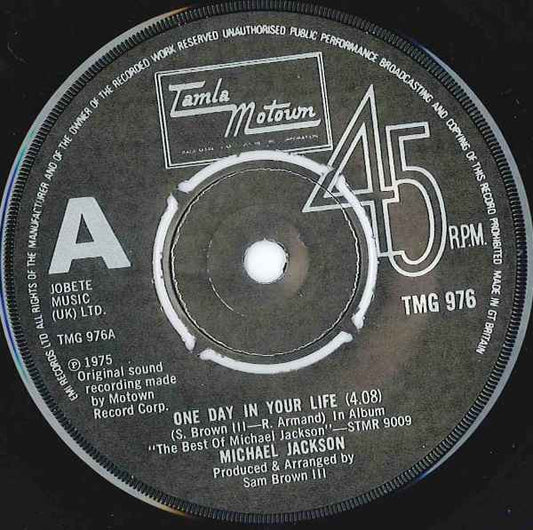 Michael Jackson - One Day In Your Life Vinyl Singles Vinyl Very Good (VG) <br> Hoes Generic