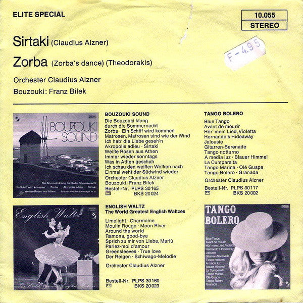 Orchester Claudius Alzner - Sirtaki 34747 Vinyl Singles VINYLSINGLES.NL