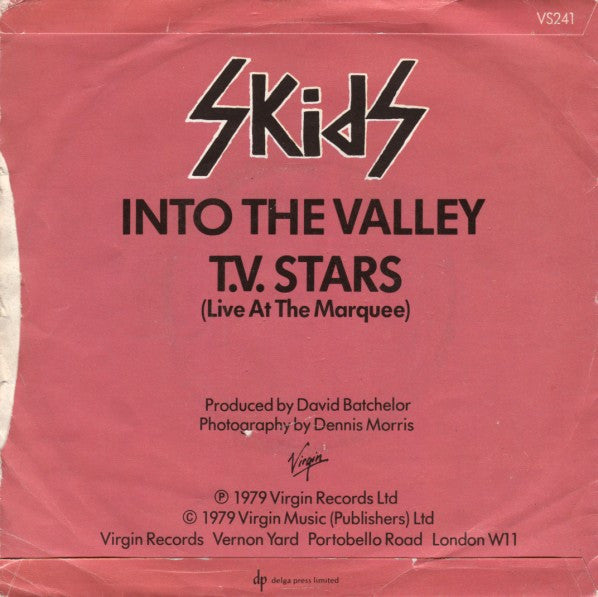 Skids - Into The Valley Vinyl Singles Vinyl Very Good (VG) <br> Hoes Good Plus (G+)