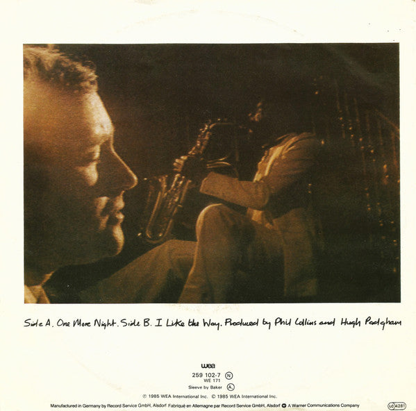 Phil Collins - One More Night Vinyl Singles Vinyl Very Good (VG) <br> Hoes Good Plus (G+)