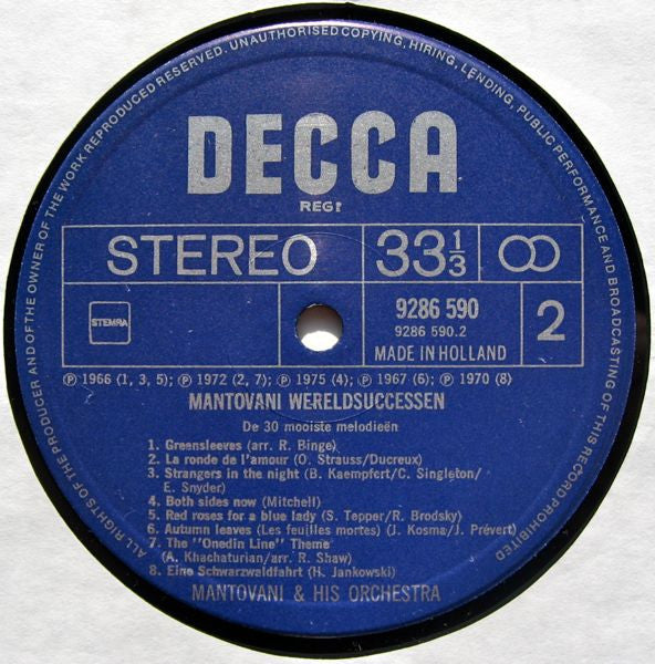 Mantovani - Wereldsuccessen - De 30 Mooiste Melodieën (LP) 97-45933