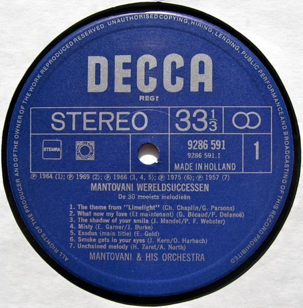 Mantovani - Wereldsuccessen - De 30 Mooiste Melodieën (LP) 97-45933
