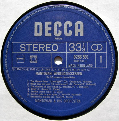 Mantovani - Wereldsuccessen - De 30 Mooiste Melodieën (LP) 97-45933
