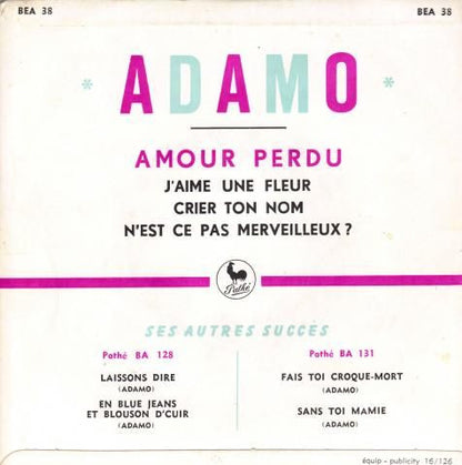 Adamo - Amour Perdu Vinyl Singles EP Vinyl Very Good (VG) <br> Hoes Good Plus (G+)