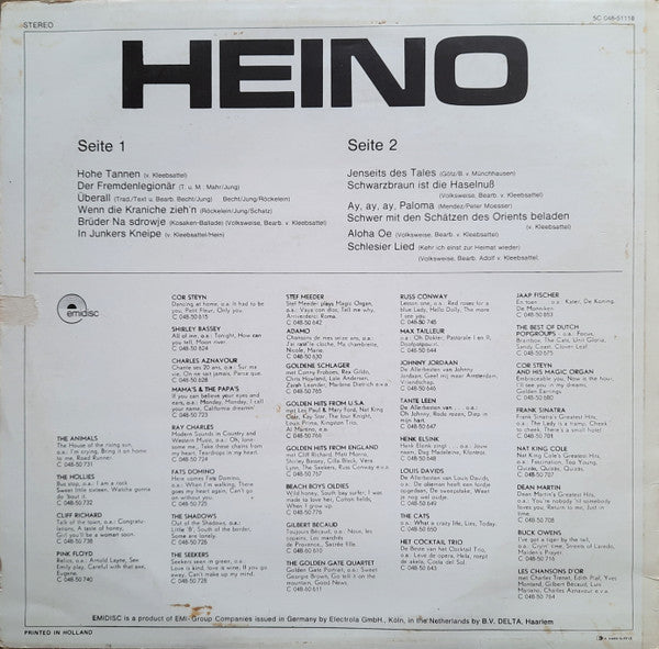 Heino - Heino (LP) Vinyl LP Vinyl Very Good (VG) <br> Hoes Good Plus (G+)