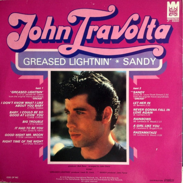 John Travolta - Greased Lightnin' Sandy (LP) (Clear Vinyl) 43673 Vinyl LP VINYLSINGELS.NL