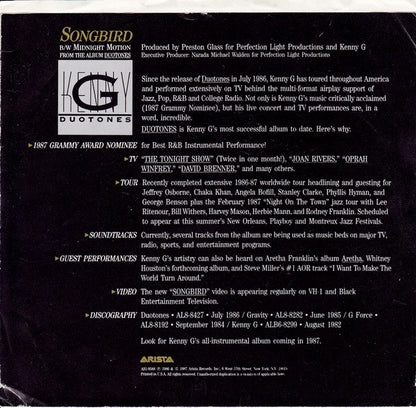 Kenny G - Songbird Vinyl Singles Vinyl Very Good (VG) <br> Hoes Good Plus (G+)