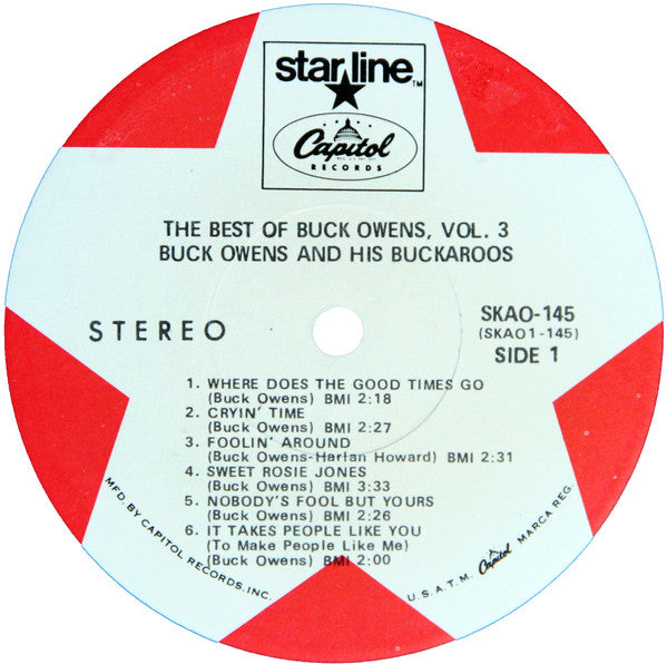 Buck Owens - The Best Of Buck Owens, Vol. * (LP) Vinyl LP Vinyl Very Good (VG) <br> Hoes Good Plus (G+)