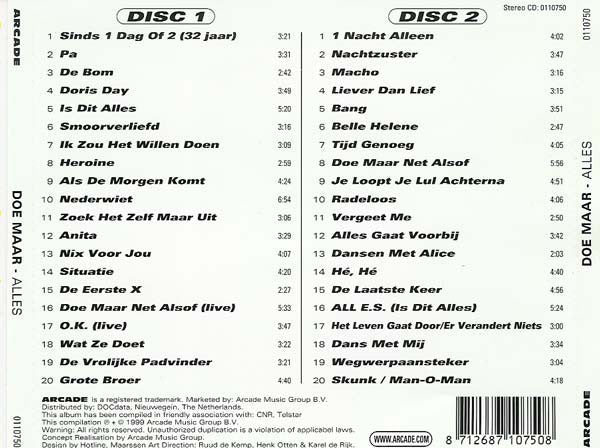 Doe Maar - Alles (CD) Compact Disc Goede Staat