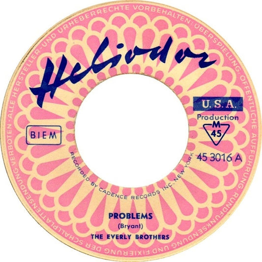 Everly Brothers - Problems Vinyl Singles Vinyl Very Good (VG) <br> Hoes Generic