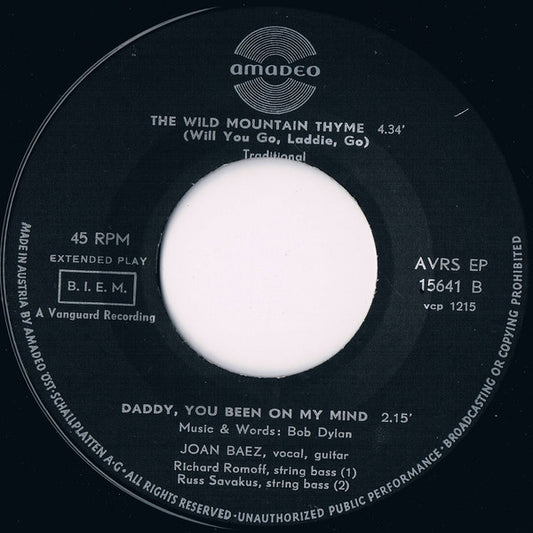 Joan Baez - Joan Baez Vinyl Singles EP Vinyl Zeer Goed / Hoesje Generic "VINYLSINGLES.NL"