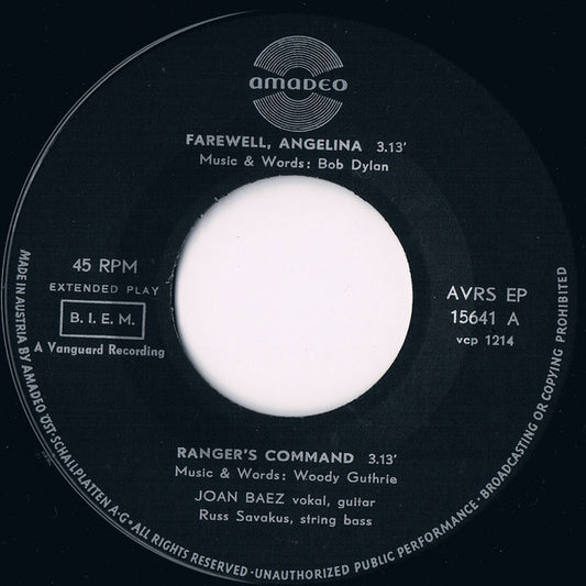 Joan Baez - Joan Baez Vinyl Singles EP Vinyl Goed / Hoes Generic