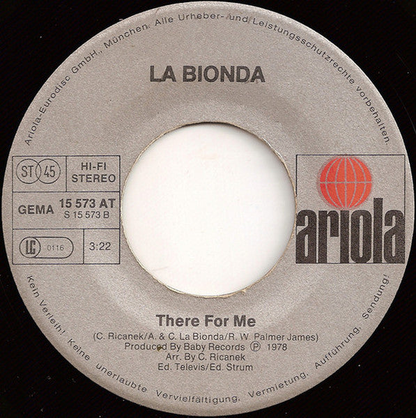 La Bionda - One For You, One For Me Vinyl Singles Vinyl Very Good (VG) <br> Hoes Generic