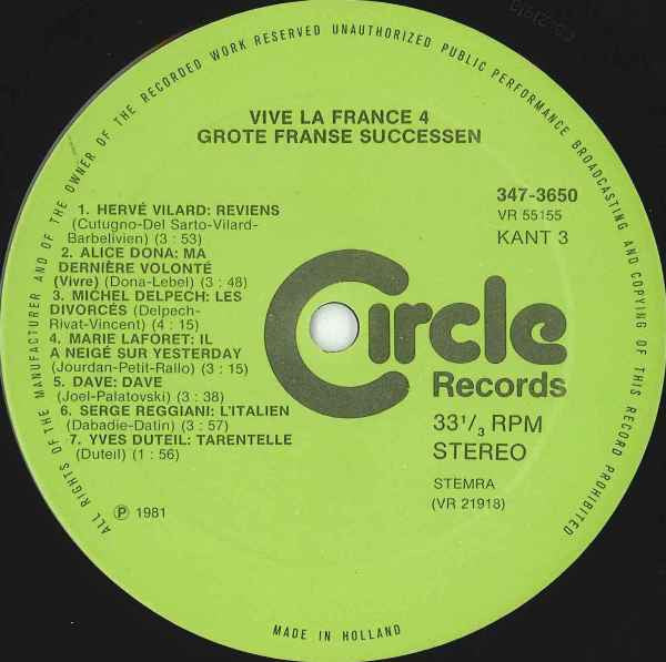Various - Vive La France 4 -Grote Franse Successen (LP) Vinyl LP Dubbel Vinyl Very Good (VG) <br> Hoes Good Plus (G+)