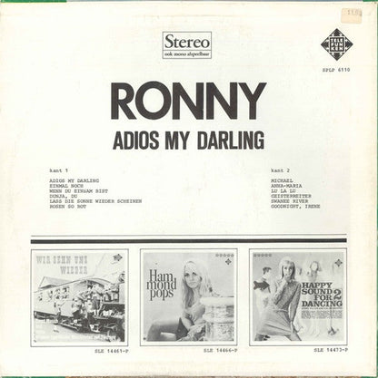 Ronny - Adios My Darling (LP) Vinyl LP Vinyl Very Good (VG) <br> Hoes Good Plus (G+)
