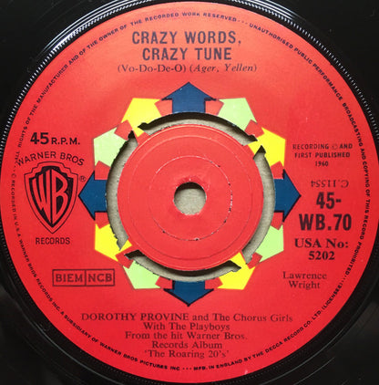 Dorothy Provine And The Roaring **'s The Girls - Crazy Words, Crazy Tune Vinyl Singles Vinyl Very Good (VG) <br> Hoes Good Plus (G+)
