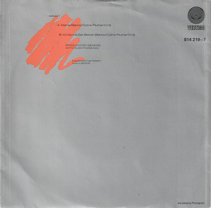 Genesis - Mama Vinyl Singles Vinyl Very Good (VG) <br> Hoes Good Plus (G+)