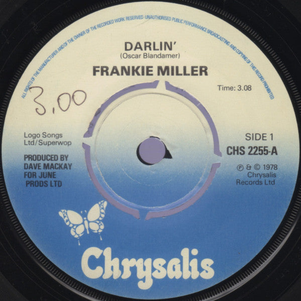 Frankie Miller - Darlin' Vinyl Singles Vinyl Very Good (VG) <br> Hoes Generic