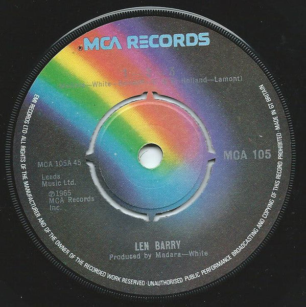 Len Barry - 1-2-3 Vinyl Singles Vinyl (VG) <br> Hoes Generic