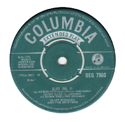Cliff Richard & The Drifters - Cliff No. * Vinyl Singles EP Vinyl (VG) <br> Hoes Generic