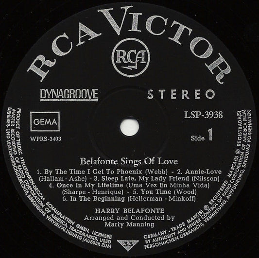 Harry Belafonte - Belafonte Sings Of Love (LP)