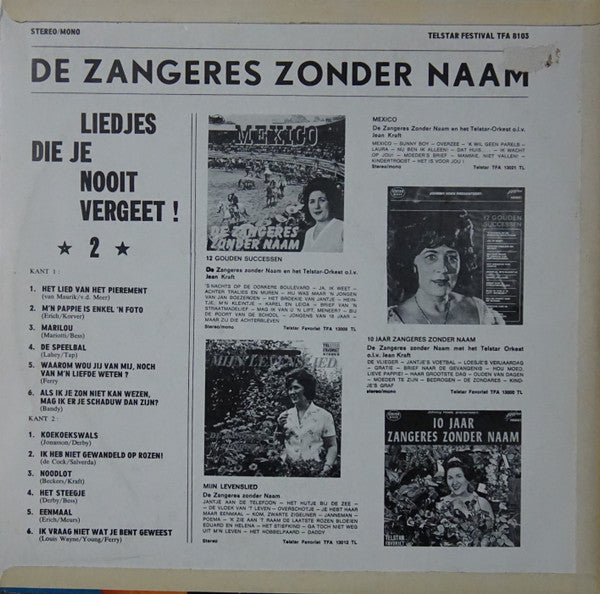 Zangeres Zonder Naam - Liedjes Die Je Nooit Vergeet 2 (LP)