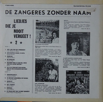 Zangeres Zonder Naam - Liedjes Die Je Nooit Vergeet 2 (LP)